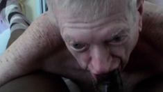 Grandpa sucks and eats cum