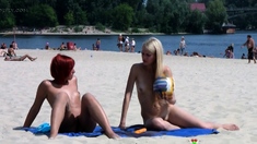 Adorable nudist teen sunbathes nude