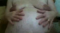 ugly preggo pig in webcam