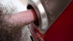 The vacuum cleaner hole and cumshot inside