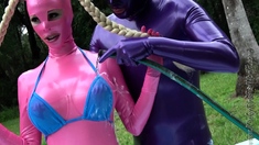 Fetish latex fucking in garage