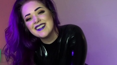 Latex slut solo anal masturbation