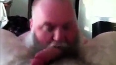 Bearded Daddy Sucks Big Cock