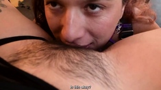 Blonde and brunette lesbians licking and sucking pussy