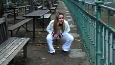 Euro blonde amateur fucks POV outdoor