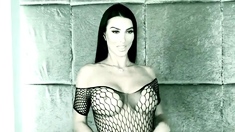 Busty Curly Brunette With Big Boobs Fucks On Couch