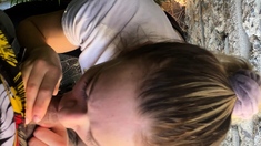 Natural Amateur blowjob outdoors exposed