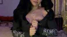 Stacked brunette goes solo toys and masturbation