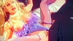 Blonde horny chicks play her big boobs