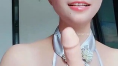 Amateur asian toyer toying at home