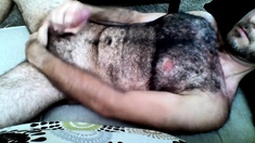 Hairy Horny Daddy Strokes His Big Cock