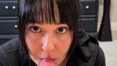 Busty Brunette Foot Fetish And Footjob In Nylons