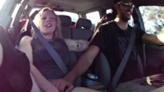 Blonde gets fingered till cum in the car