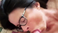 Rene Orgasm and cum shot in mouth