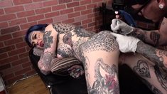 Amber Luke gets a asshole tattoo and a good pounding