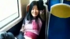 Asian Milf Rubs Her Clit On A Train.