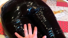 Squeezingmy ass in shiny vinyl pants