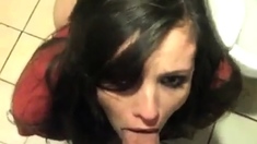 NASTY WHORE GOES ASS TO MOUTH IN BAR BATHROOM