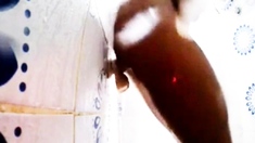 shower wall dildo makes me cum and cum