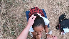 Amateur European Asian teen couple having sex in public