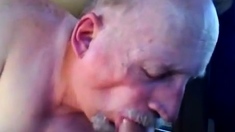 Grandpa really enjoy sucking fat old cock