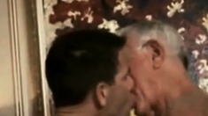 Hot mature guy with silver fox in hotel