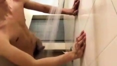 boy fun in shower