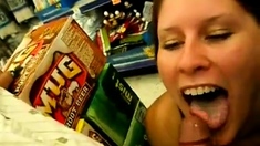 exciting, blowjob in supermarket